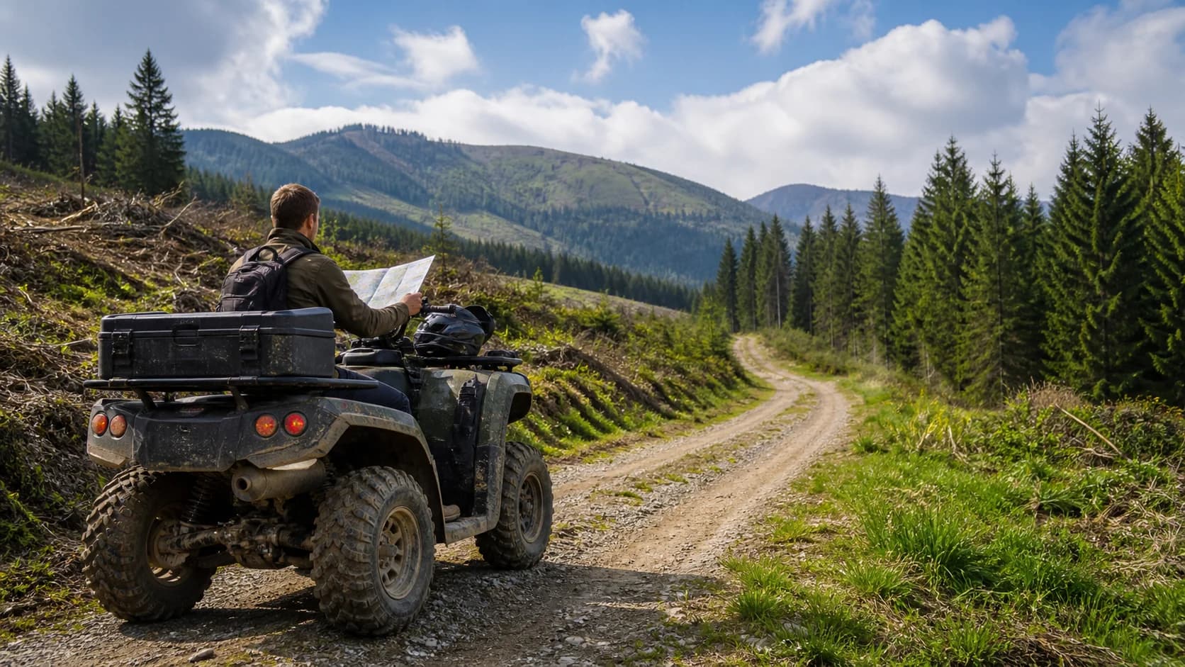 Imagine editorială despre atv pentru pădure: accesul legal și pregătirea