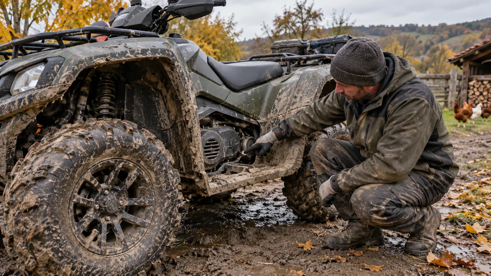 ATV murdar inspectat după o ieșire prin noroi
