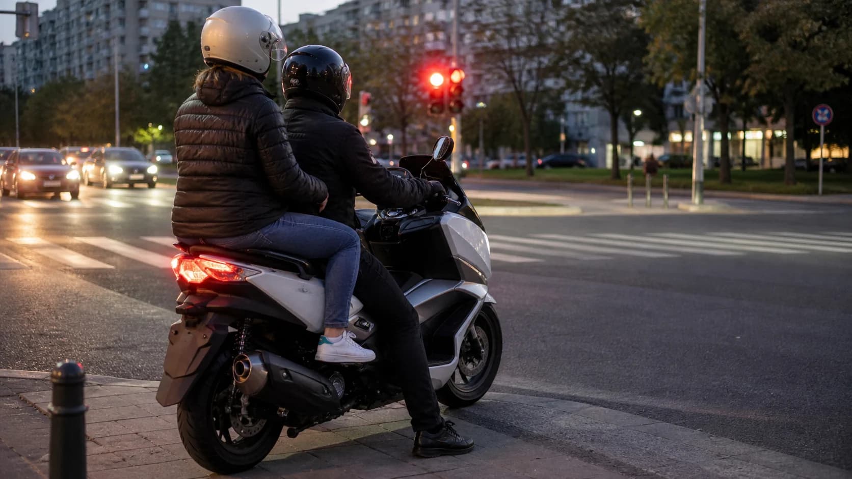 Imagine editorială despre test maxi-scuter: oraș, centură și pasager