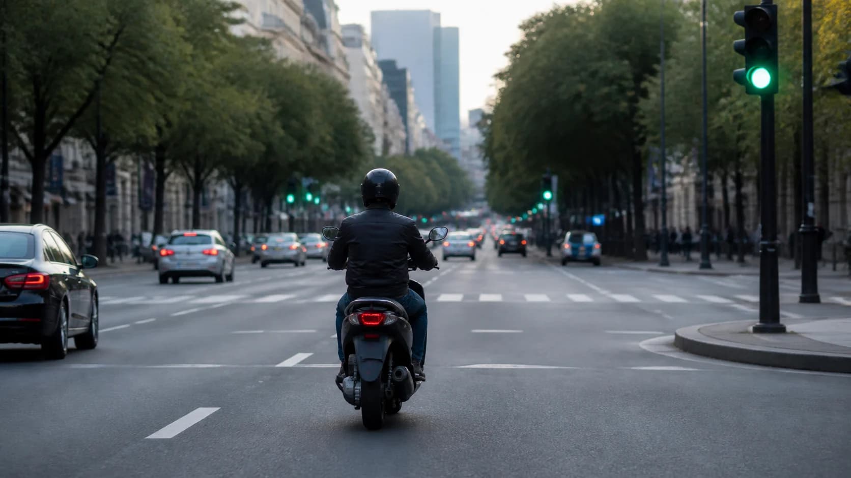 Imagine editorială despre test scuter de 125 cm³ în trafic urban